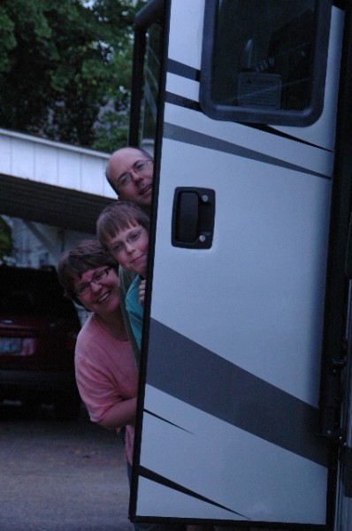 All packed and trying to smile